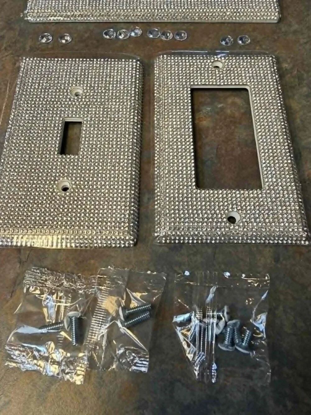 RHINESTONE SWITCHPLATE COVERS SILVER BLINGY NEW